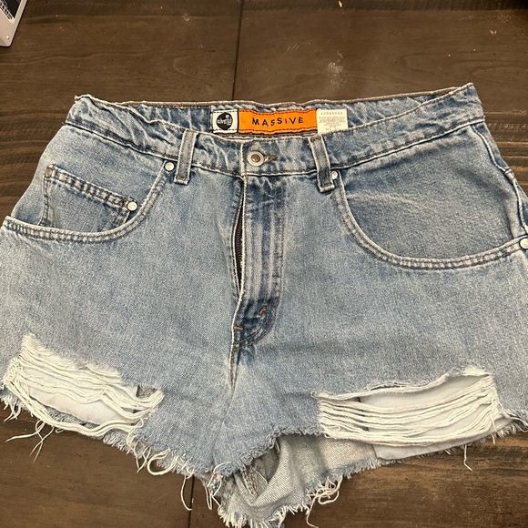 Women's Distressed Denim Shorts - Blue by Silver Tab - Picture 3 of 10